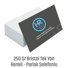 250 Gr BRISTOL TEK YÖN RENKLİ PARLAK SELEFONLU KARTVİZİT