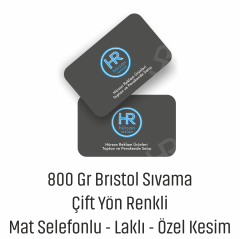 800gr BRISTOL SIVAMA ÇİFT YÖN MAT SELEFONLU LAKLI ÖZEL KESİM KARTVİZİT